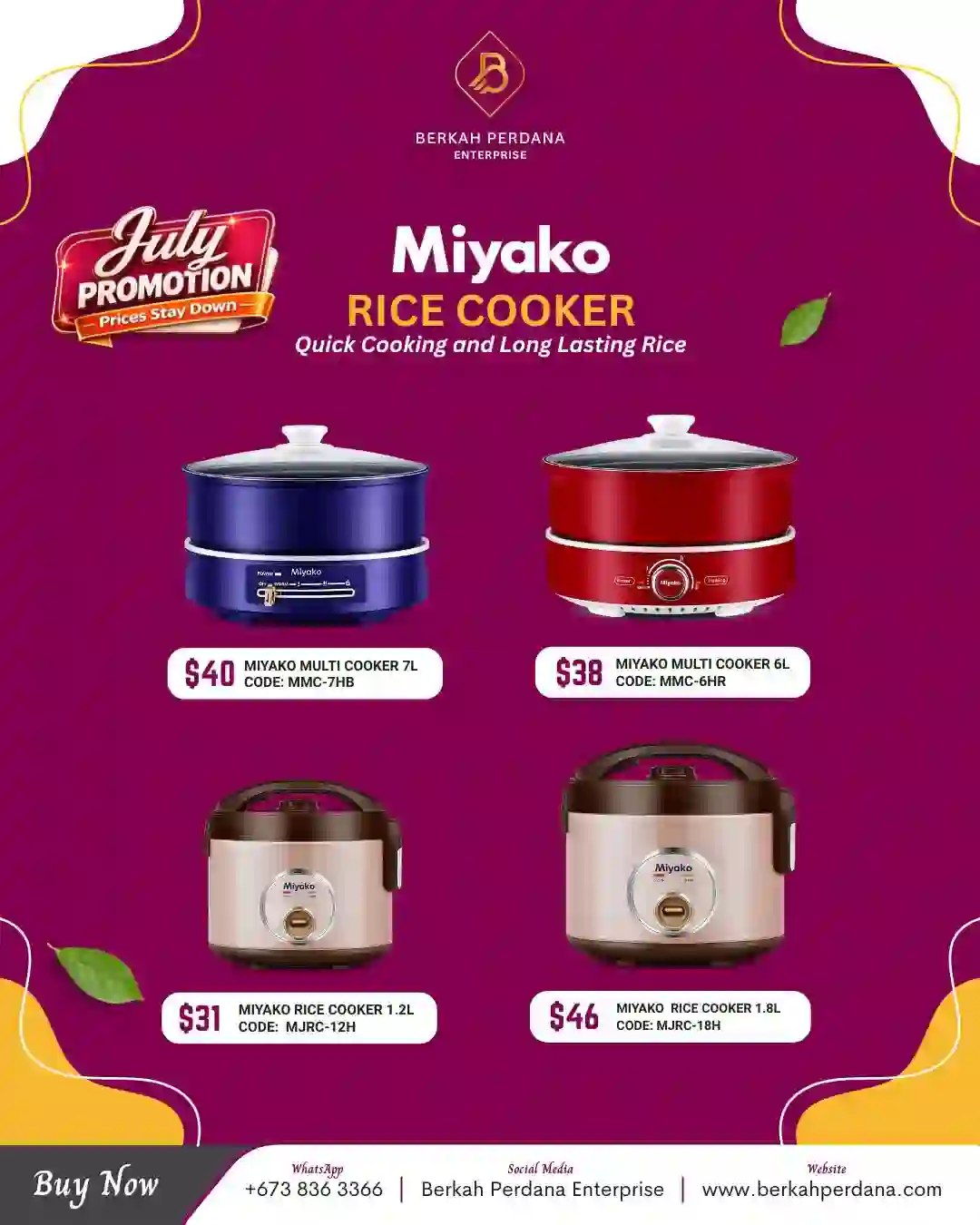 Miyako Rice Cooker Set