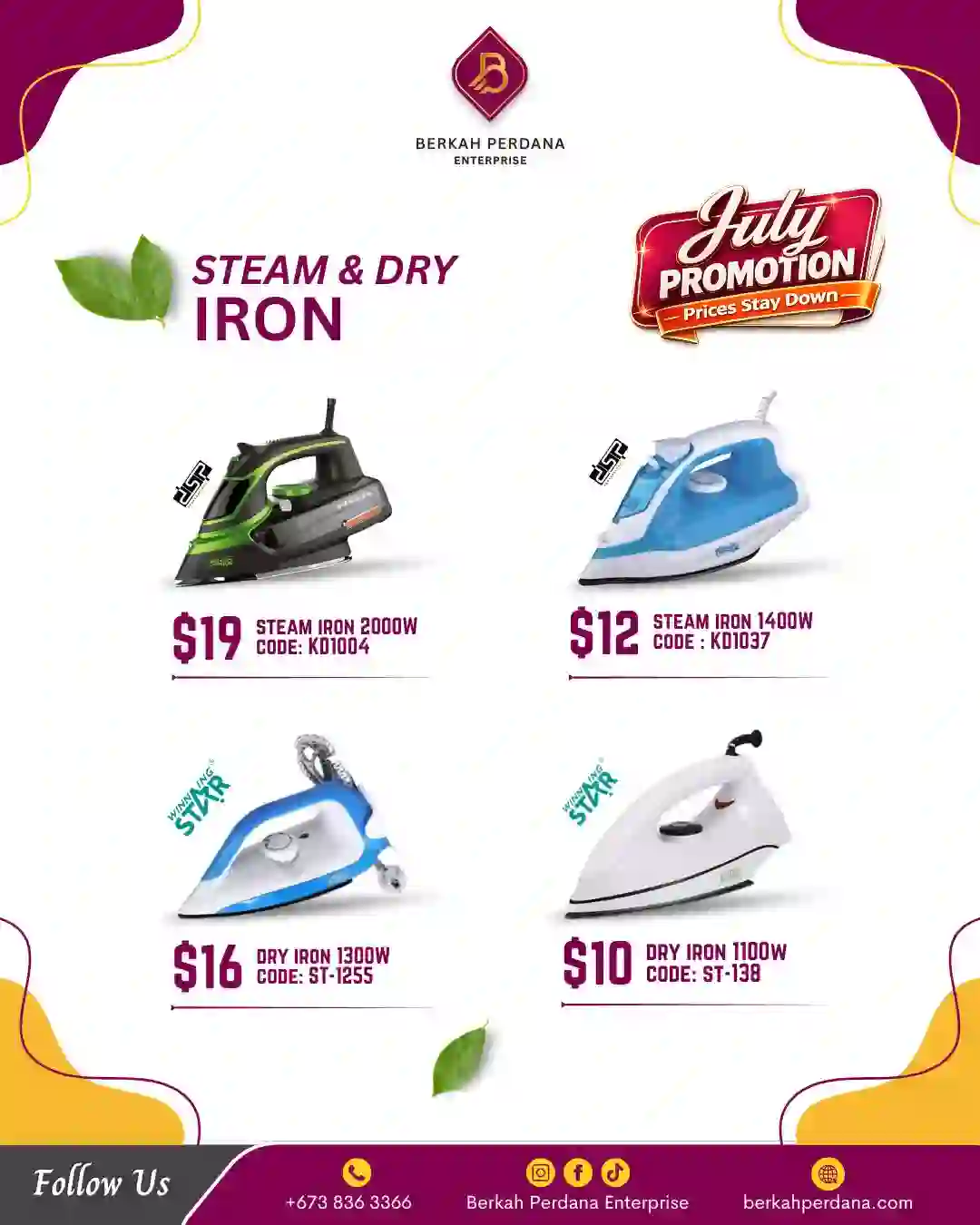 Steam Dry Iron Set