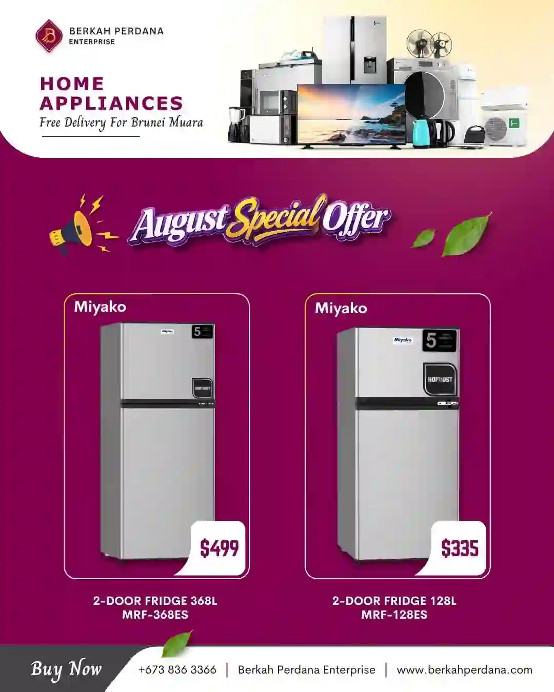 Miyako 2 Door Fridge