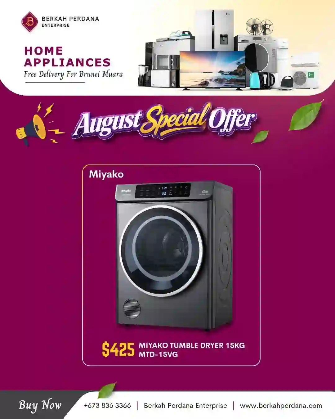 Miyako Tumble Dryer 15kg